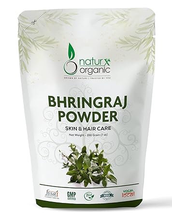 Naturx Organic Bhringraj Powder, 100% Natural Organic Bhringraj Powder (Eclipta Alba) || Ayurvedic Powder || For Use, Food Grade - Skin, Hair & Internal Care || For Men and Women Skin & Hair Care 200 Gram (7 oz)