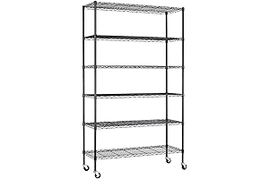 FDW 48"L×18"W×82"H Adjustable Warehouse Wire Shelving Cart w/6-tier Casters