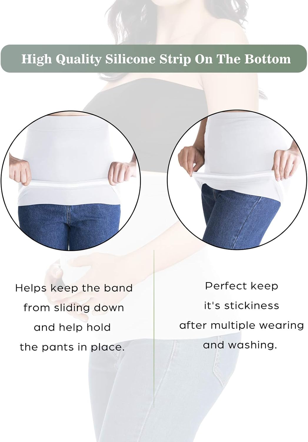 Belly Band for Pregnancy Maternity Clothes Belly Bands for Pregnant Women Black + White 5 - Image 4