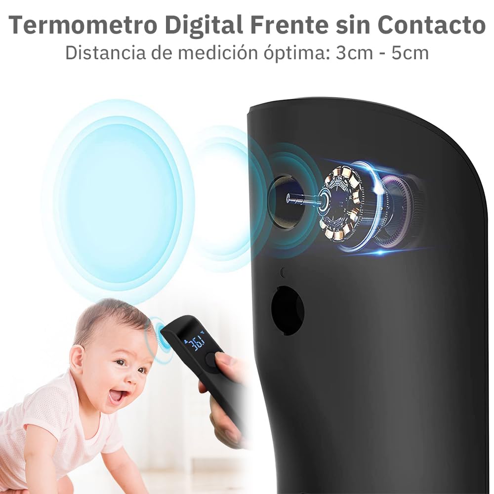 Thermomètre Frontal Bebe et Adultes, Thermomètre Frontal Infrarouge Sans Contact avec Alerte Fièvre, Écran LCD, Lecture Instantanée, ℃ / ℉, Thermometre Numérique (Noir)