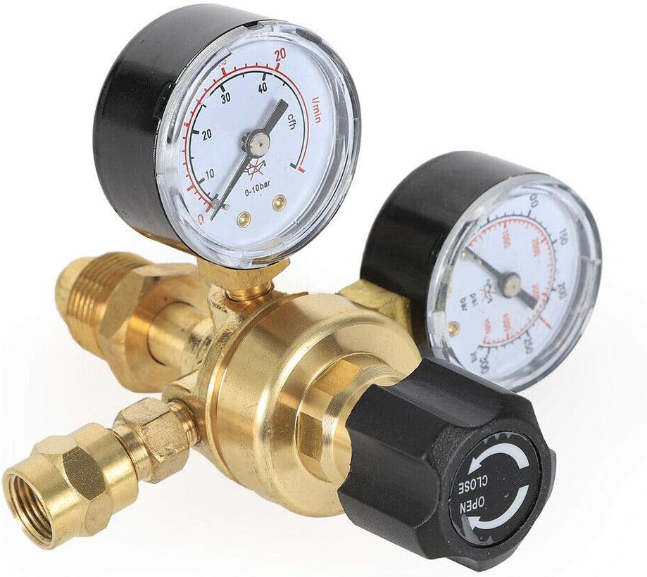 Argon CO2 Flow Meter Regulator Gauge, Gas CGA580 Welding Welder, Tig MIG Welding Accessory Regulator Gauge, Pressure Control Fitting ARG/CO2 Gauge Miller Mig Tig, Brass Regulator Body (without Hose)