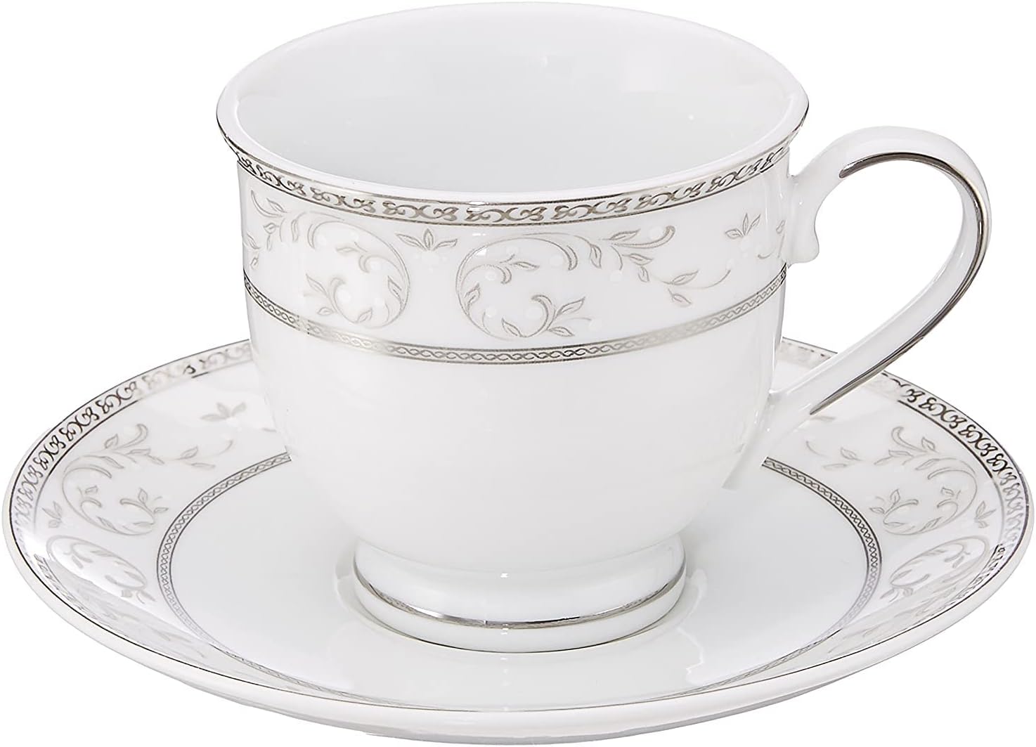 Hitkari Potteries - Cup & Saucer Set of 12pcs, Pair of 6 | for Morning & Evening Tea | Material: Porcelain | Elegant Design |12 -Pieces, White (12206)