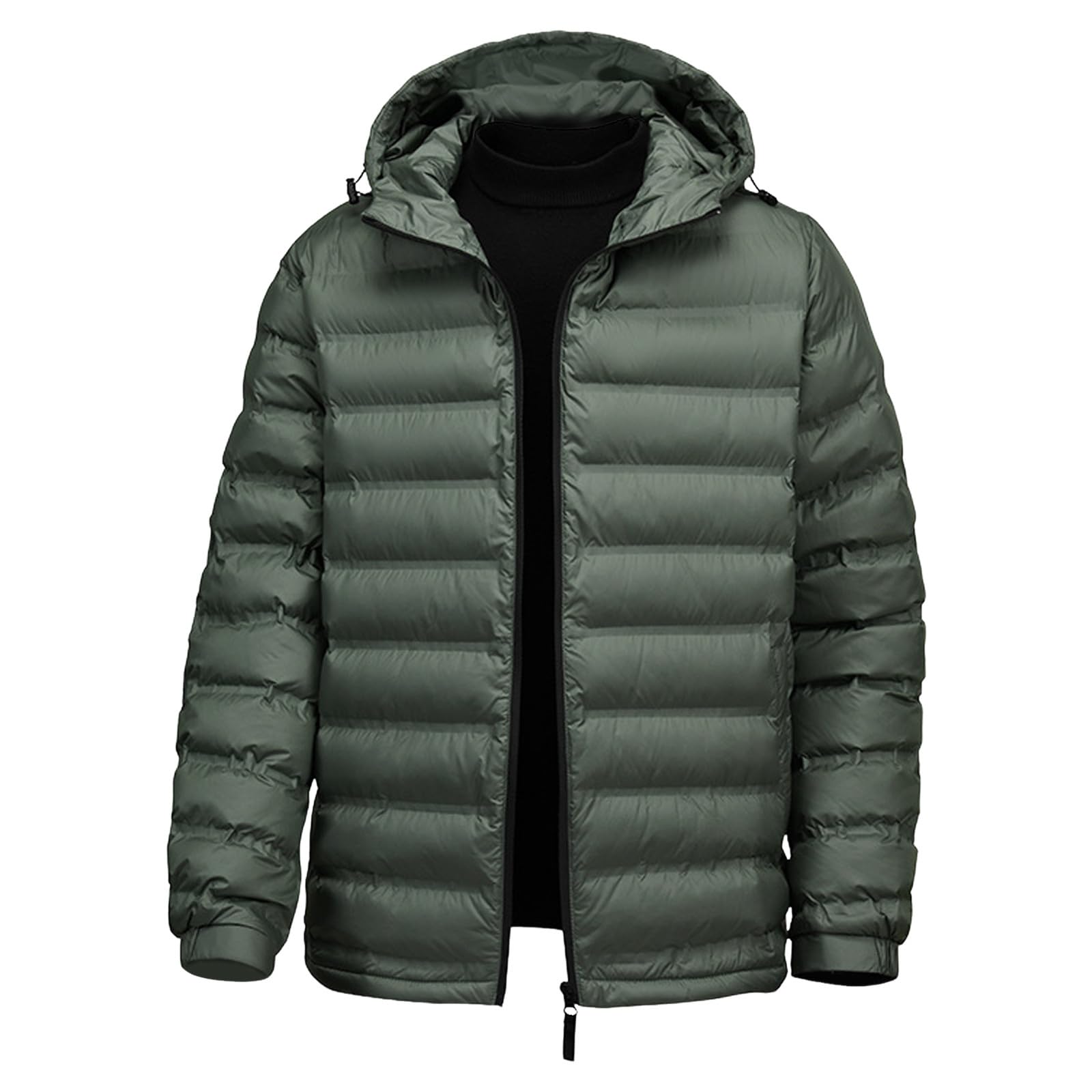 Generisch Giacca trapuntata da uomo con colletto, giacca invernale con cappuccio, parka invernale, giacca ibrida, comoda giacca invernale Loose Fit da uomo, morbida giacca termica in tinta unita
