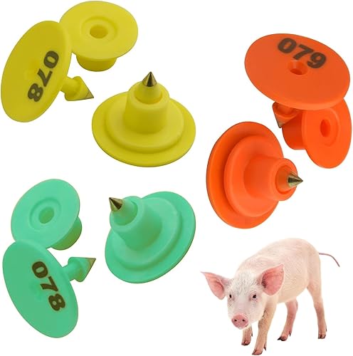 Etiquetas de oreja de ganado numeradas 001-1000, etiquetas de identificación redondas de plástico para cerdos, cabras, ovejas, marcadores de