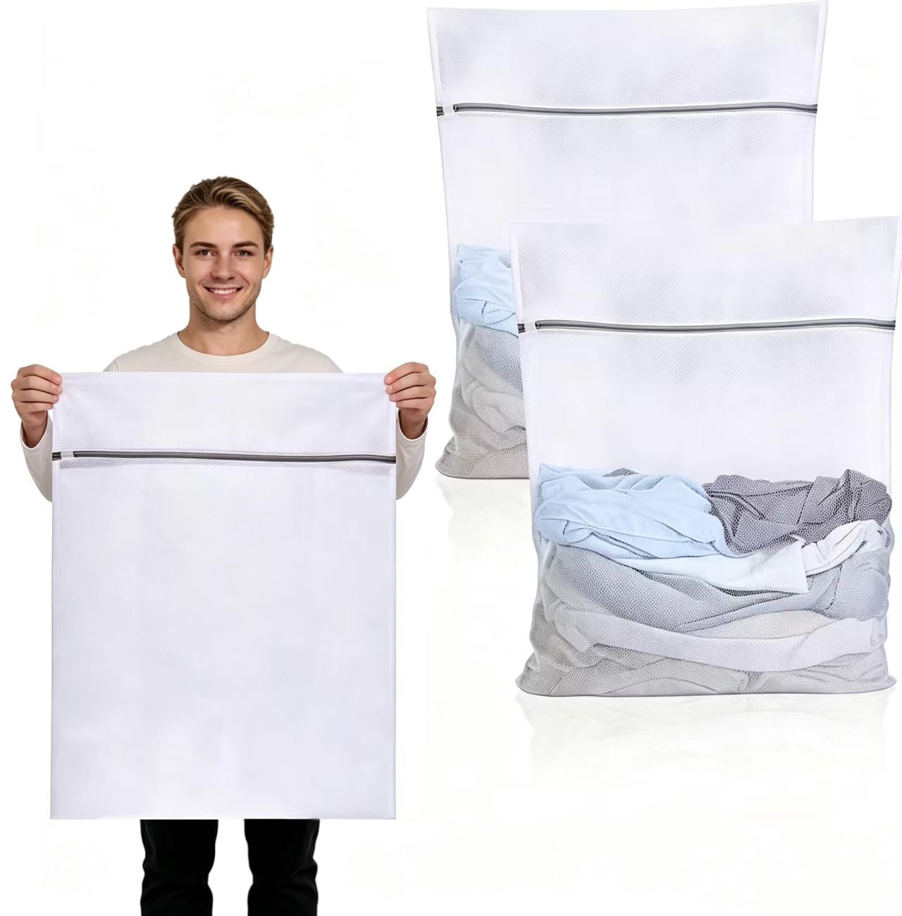 Oryzium 2 Pack Mesh Laundry Bags,Reusable Large Laundry Bags For Washing Machine