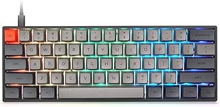 YUNZII SK61 Teclado mecânico Hotswap preto para jogos com interruptor óptico, RGB, teclado personalizável programável (switch vermelho Gateron, preto 61 teclas)