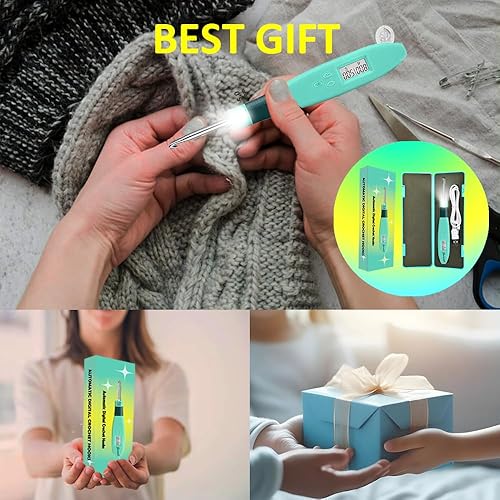 Miniatura 6 de Yarniss Ganchos de ganchillo automáticos de puntada con luz, ganchos de ganchillo iluminados con cabeza de metal de 0.236 in