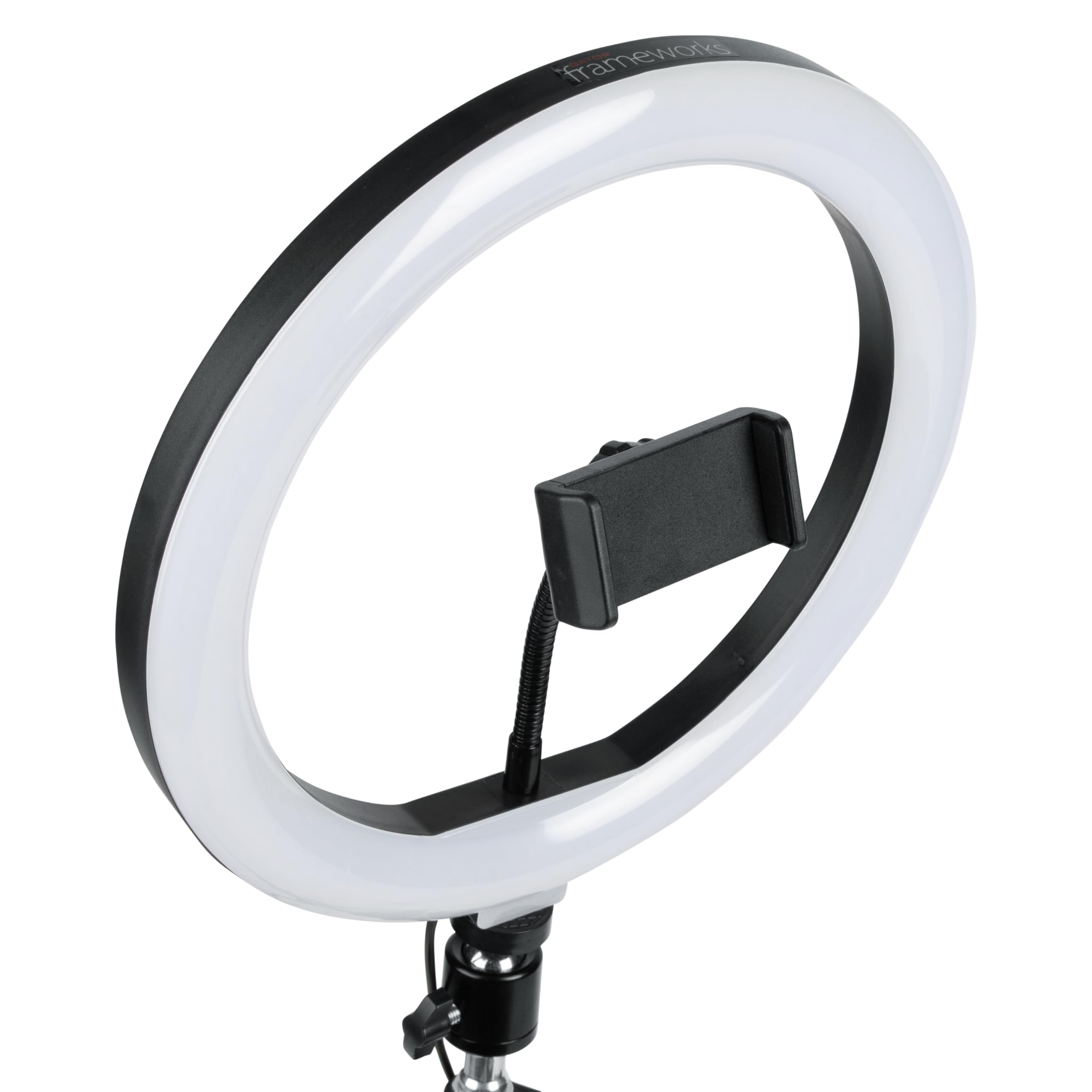 Gator Frameworks 10-calowa lampa LED pierścień ze statywem podstawa ze stojakiem na telefon (GFW-RINGLIGHTTRIPD)