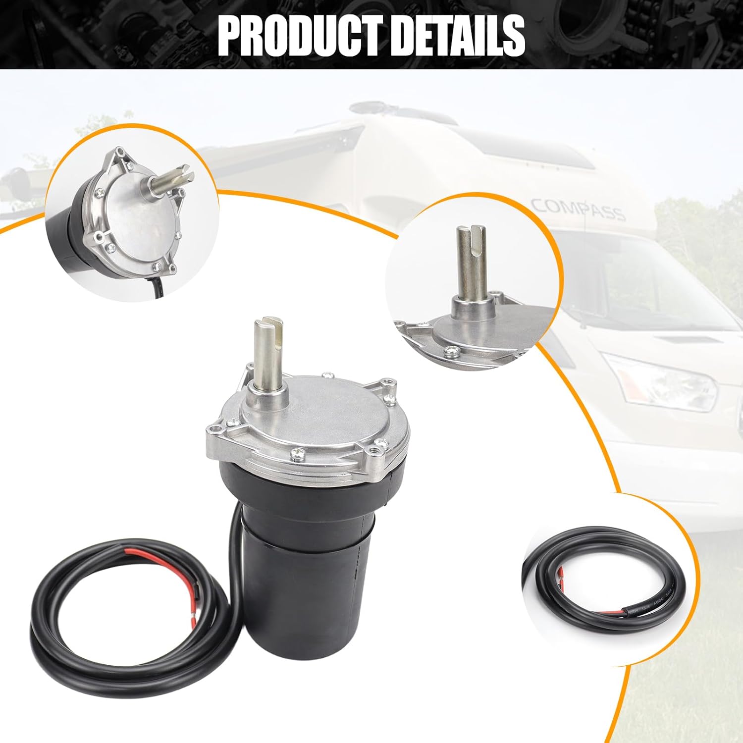 RV Electric Rear Stabilizer Jack Motor Compatible with Lippert 113407 138445 298707 337199 352338 369774 Stabilizer Jacks 162307 178562 Replace K01531A800 K01285C800 K01531-A800 K01285-C800