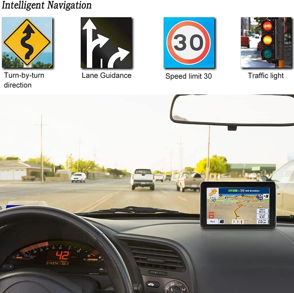 ODIKALA GPS Coche de 5 Pulgadas, para Coches, Peso Pesado, Camiones, Camping, Multi-Lenguajes Guía Vocal,con Mapas 2023 de Francia y Europa (Actualizaciones Gratis de Por Vida)