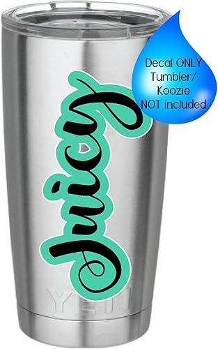 Miniatura 2 de Calcomanía personalizada con nombre, delineado, calcomanía de vinilo para vaso o vehículo, adhesivo de pared o ventana (aguamarina)