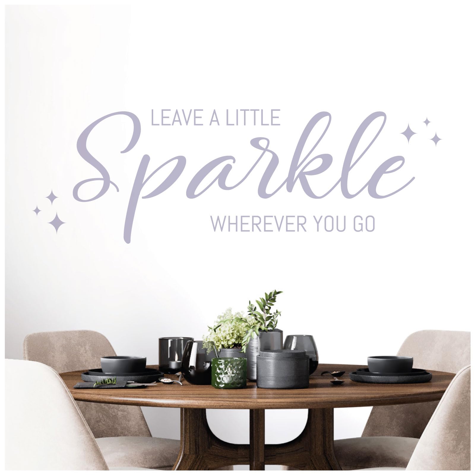 Leave a Little Sparkle Wherever You Go - Wall Quote, Wall Art Sticker [Medium] [Light Grey]