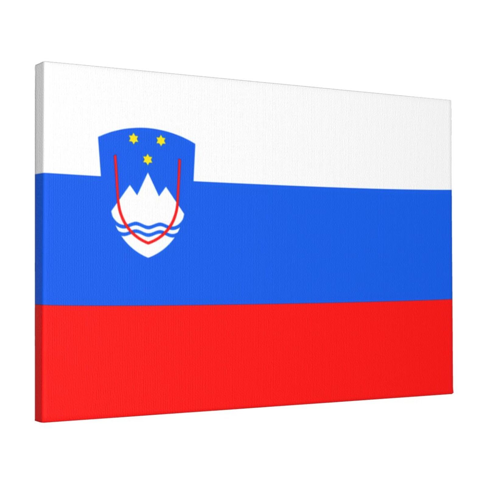 CNTDBU Flag of Slovenia Canvas Wall Art 16x24 Inch-Large Modern Painting Print for Living Room, Framed Ready to Hang Artwork for Bedroom