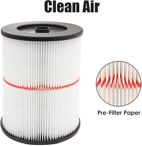 Miniatura 10 de Paquete de 2 filtros de repuesto para Shop Vac Craftsman 17816 Filtro de cartucho para filtro Craftsman 9-17816 Filtro de aspiradora en seco húmedo