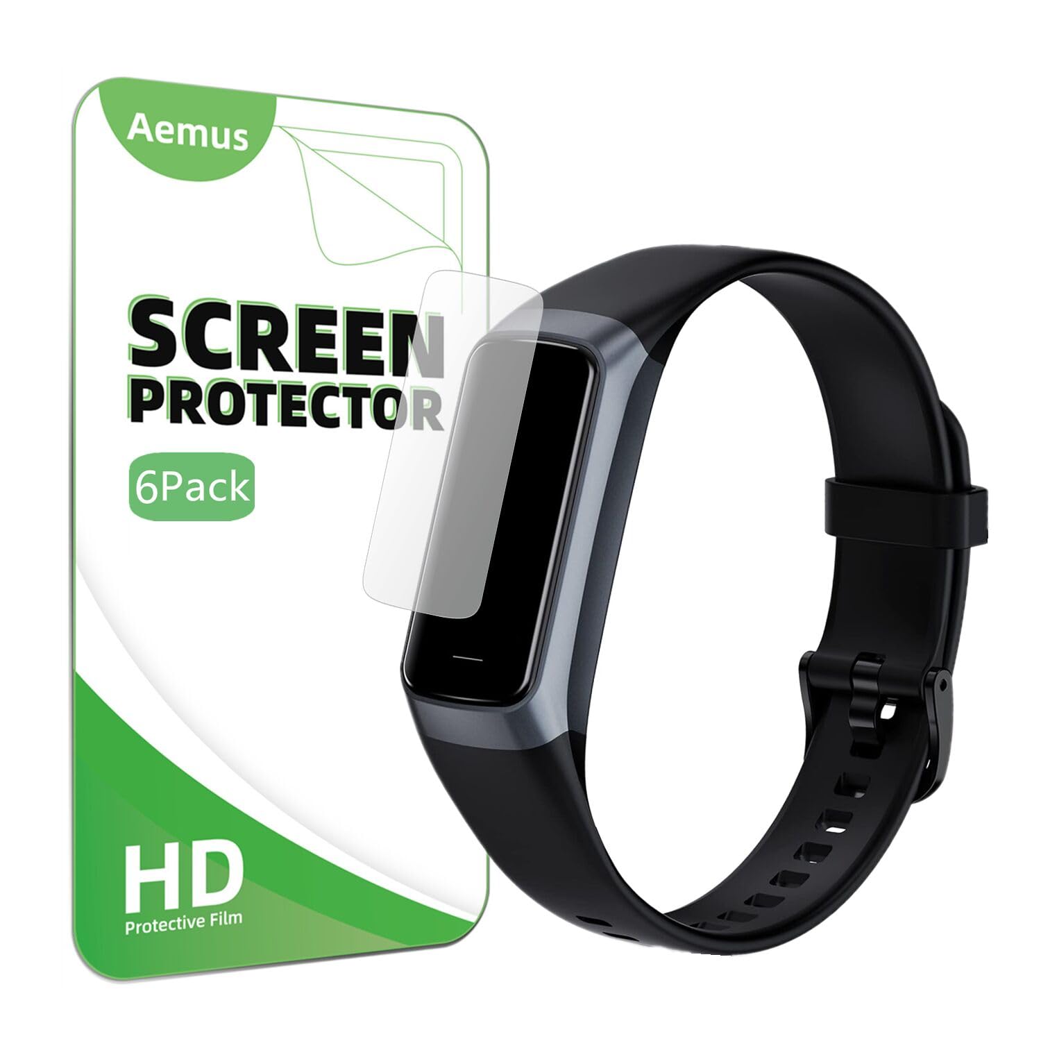 Aemus Screen Protector For C60 Fitness Tracker 1.1" (6 Pack) Clear TPU Soft Film Compatible for ZKSSGY, Bakoor Fitness Tracker Watch