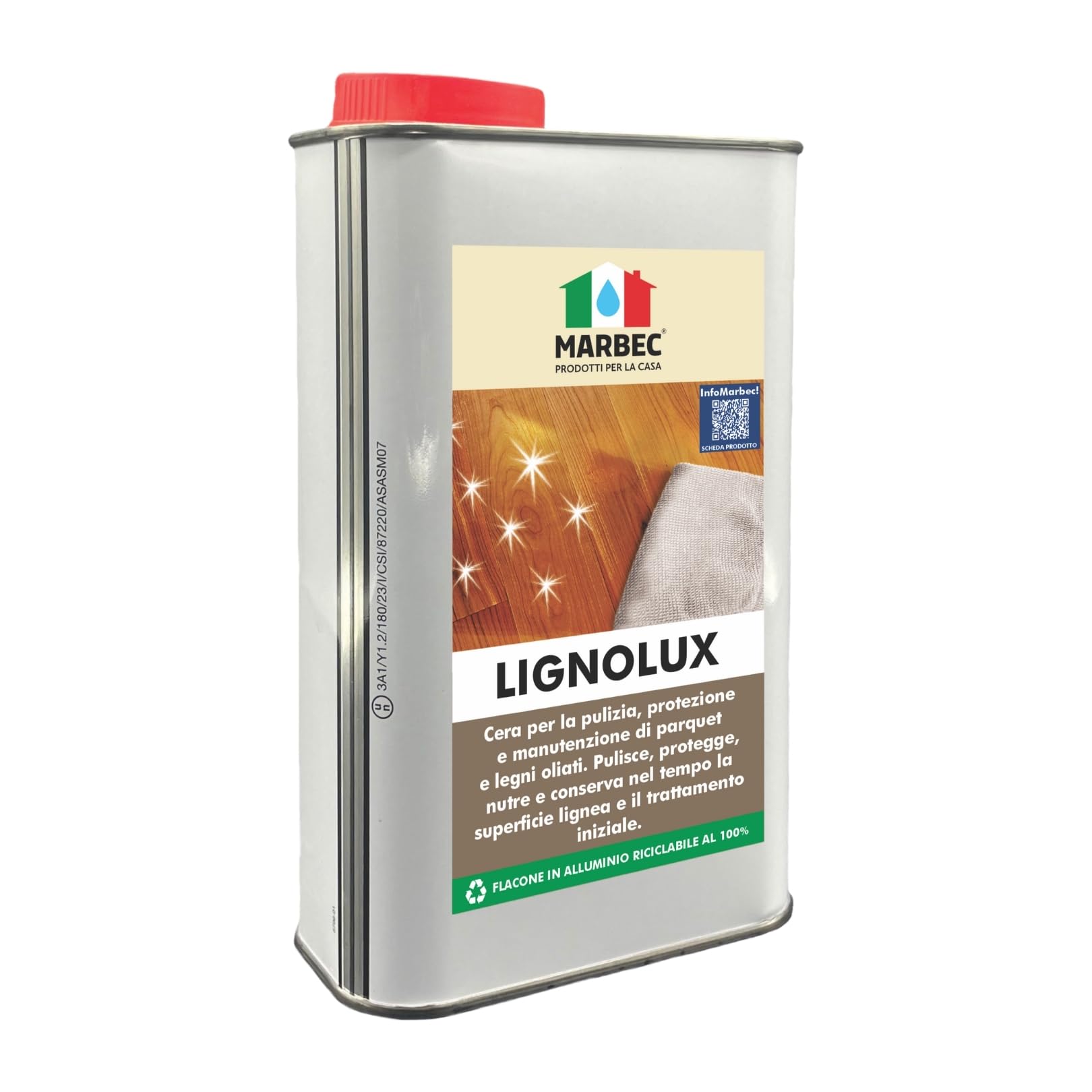 MARBEC LIGNOLUX 1LT Lavaincera specifico per la pulizia, protezione e manutenzione delle superfici in legno interne impregnate a olio e/o cera.