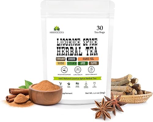 Té de raíz de regaliz Glycyrrhiza Glabra Suplemento para la digestión, restauración de la salud respiratoria y apoyo a la inmunidad, sin OMG,
