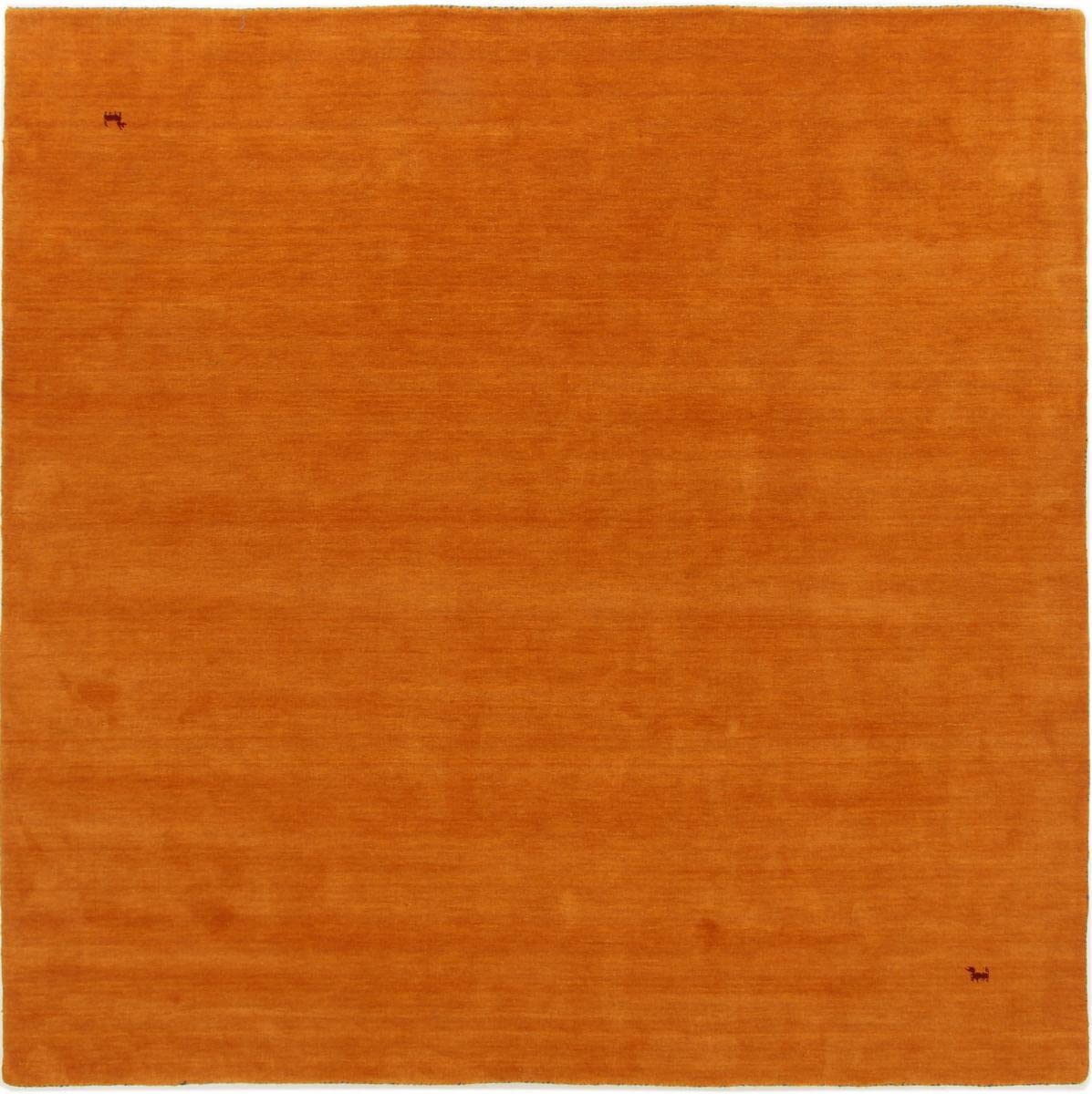 Tapis oriental carré Loom Gabbeh rouge indien de dimension 101 x 96 cm pour salon et entrée