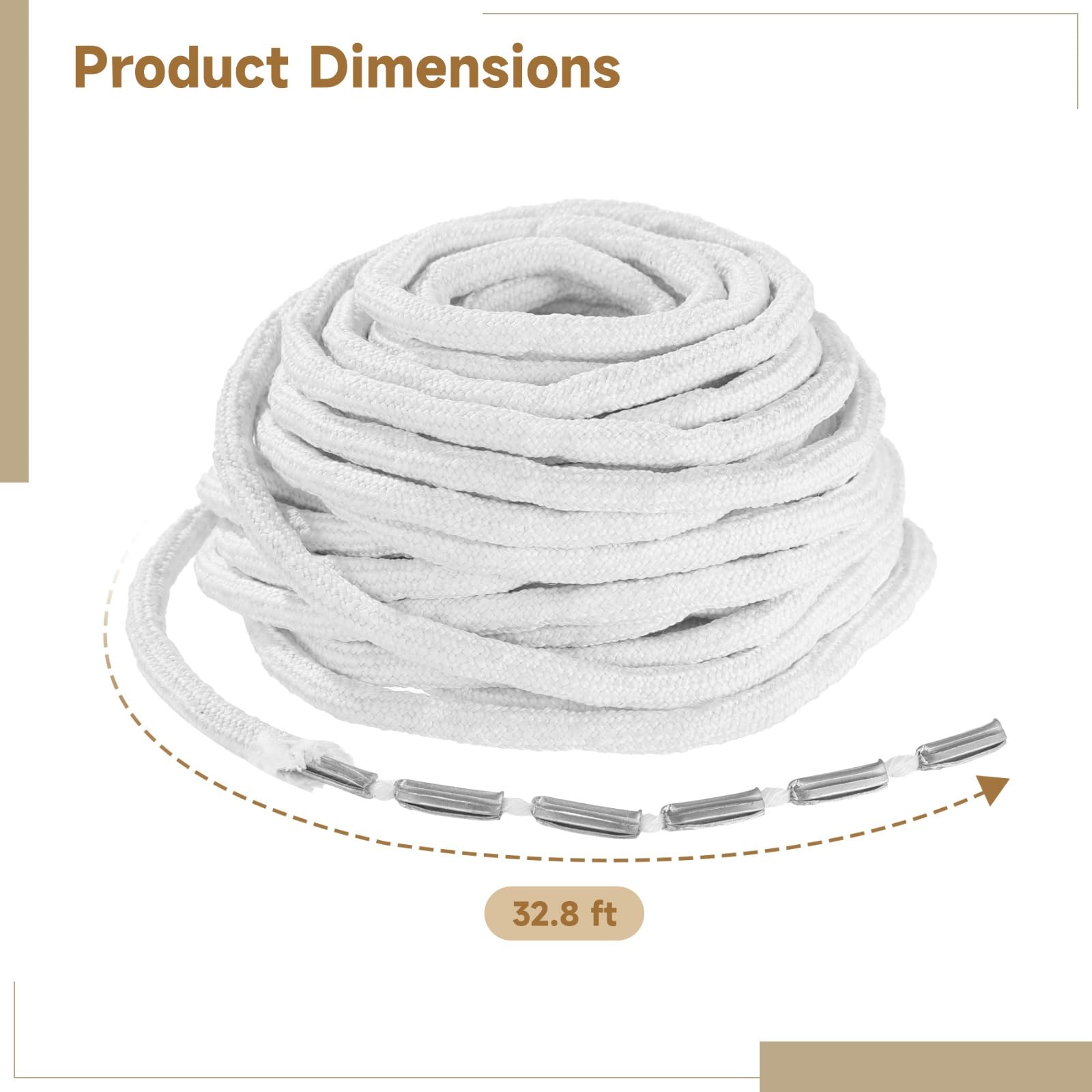 Ruban plombé pour Rideaux 32,8 ft, Ruban lesté en Fer pour draperie, Cordon Blanc lesté pour Rideau, Accessoires de Rideau à Longueur DIY pour Couture, intérieur, extérieur et projets