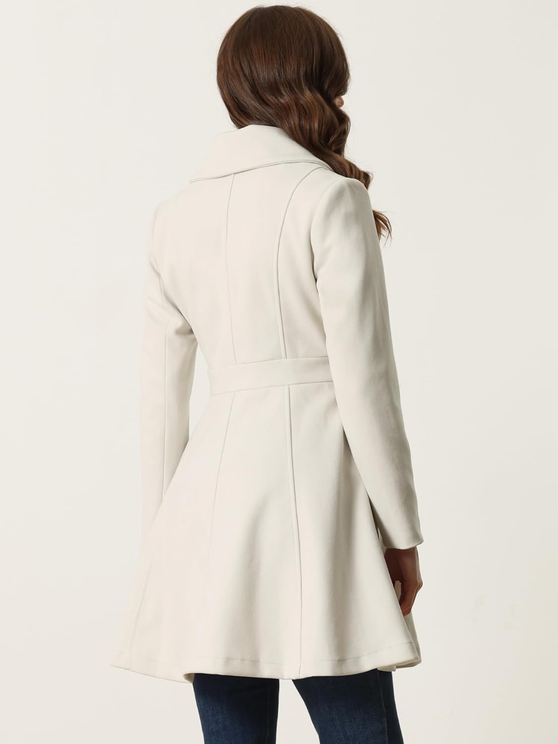 Allegra K Fall Coats for Women's 2026 A-Line Double Breasted Lapel Collar Long Winter Pea Coat - Image 3