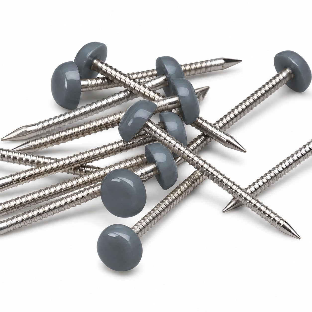 Packing Bat 40mm Slate Grey Polytop Pins, Hex-Headed Nylon Capped Stainless Steel Pins for uPVC Trim and Soffit, 250 Pack