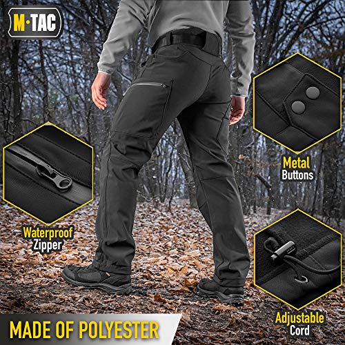 M-Tac Winter Tactical Pants For Men Softshell Insulated Fleece Lined Cargo Pants (Black, M) #TOP3