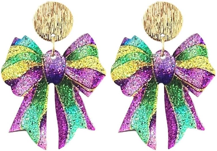 Valentine's Day Mardi Gras Dangle Earrings for Women Glitter Acrylic Earring Couple Lover Holiday Lightweight Birthday Jewelry Gifts Dress Outfit Decorations
