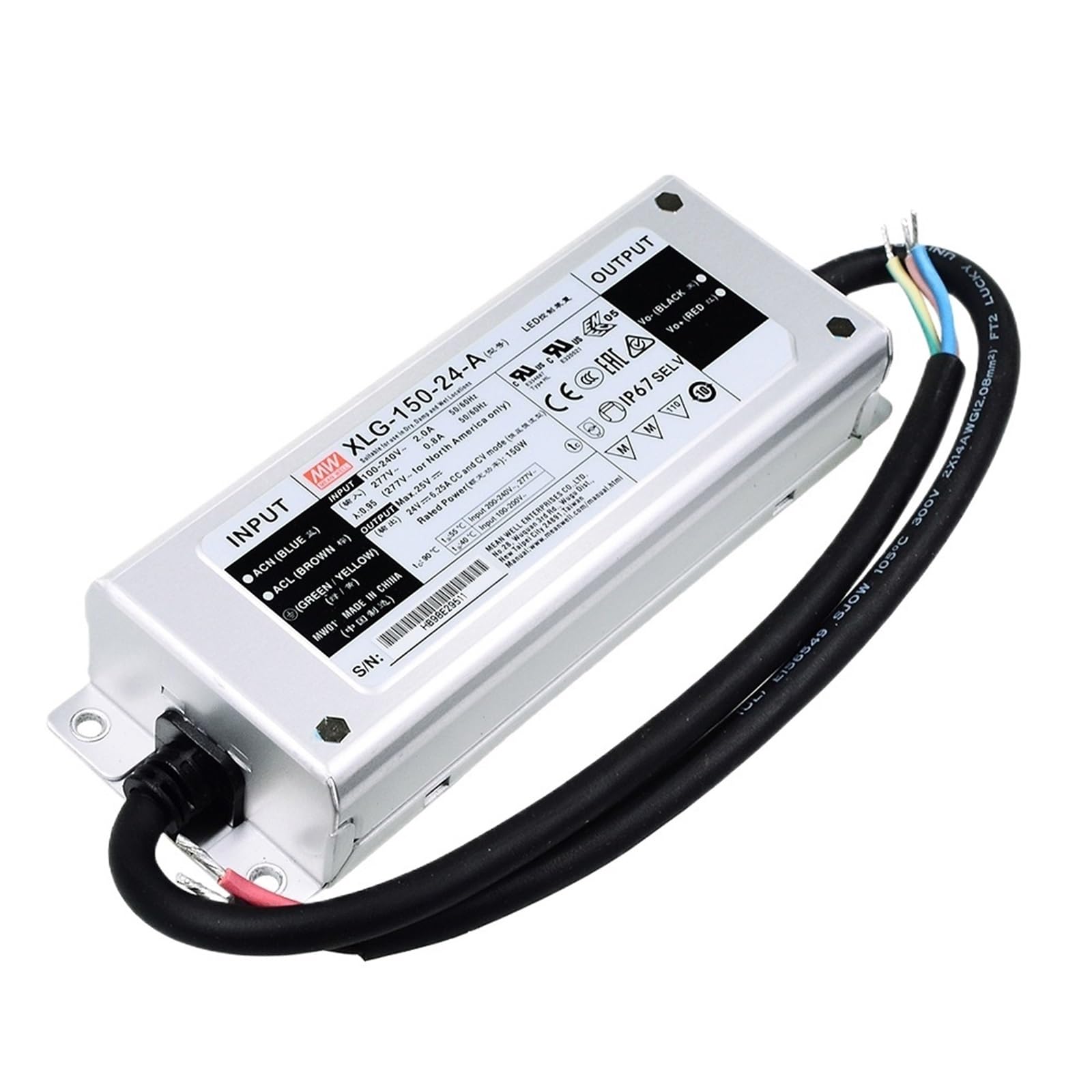 FCARUMIQP XLG-150 12V 24V 27-56V 2700mA 1400mA 2800mA Constant Power LED Driver IP67 150W Adjustable Supply XLG-150-H-AB(Xlg-150-24-a)