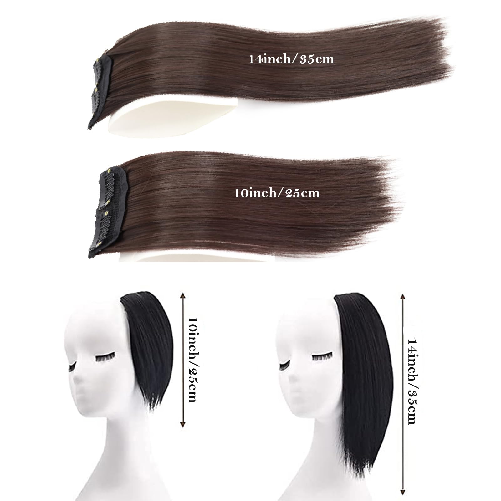 Invisible Hair Extensions Seamless Synthetic Clip in Hair Extension Natural Fluffy Hair Pads Hairpieces Increase Hair Top Side Cover Hairpiece for Women Girls (Light Brown - Image 4