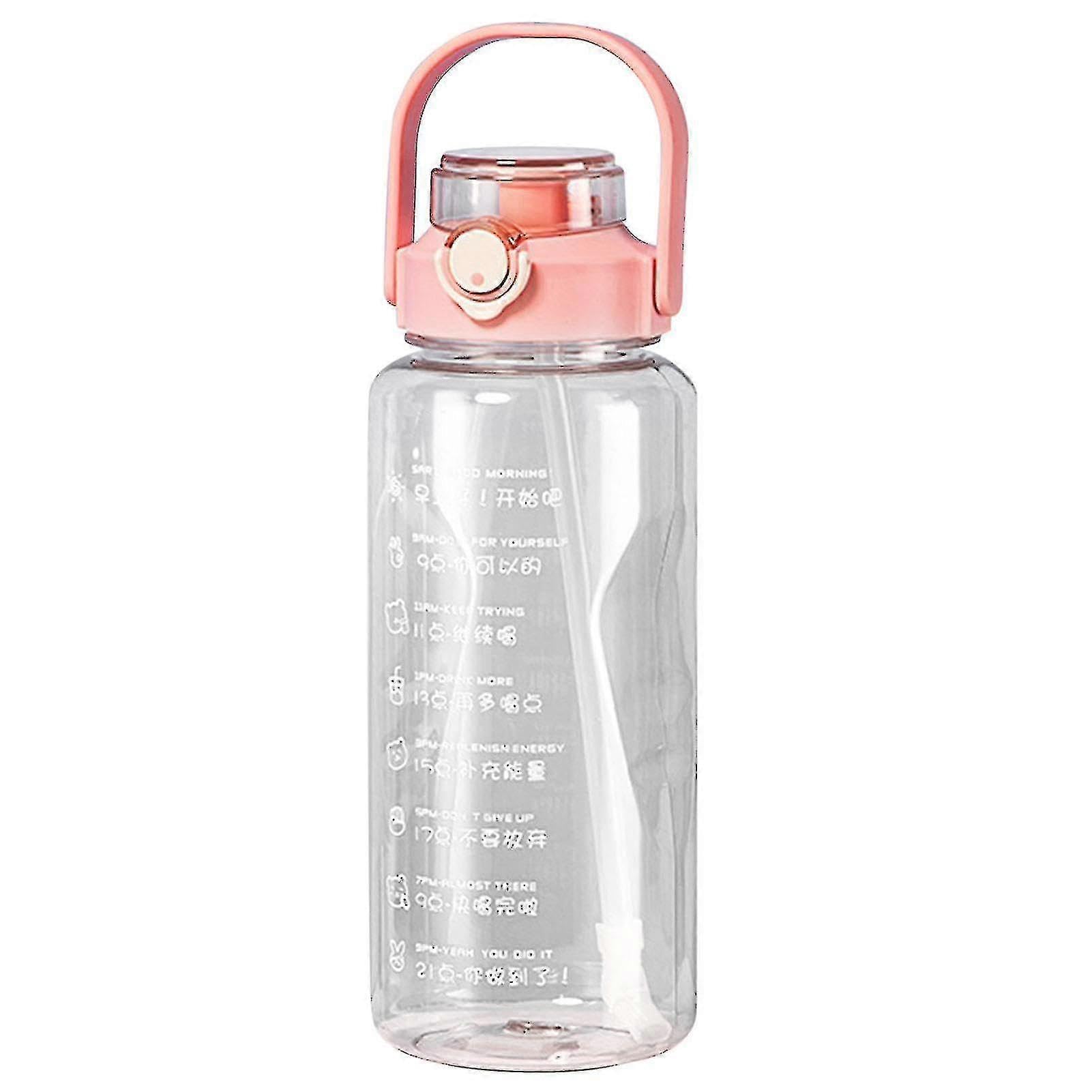 JOYHAPPST Gradient Water Bottle Bpa-free 1.5/2l Drinking Bottle With Straw For Fitness