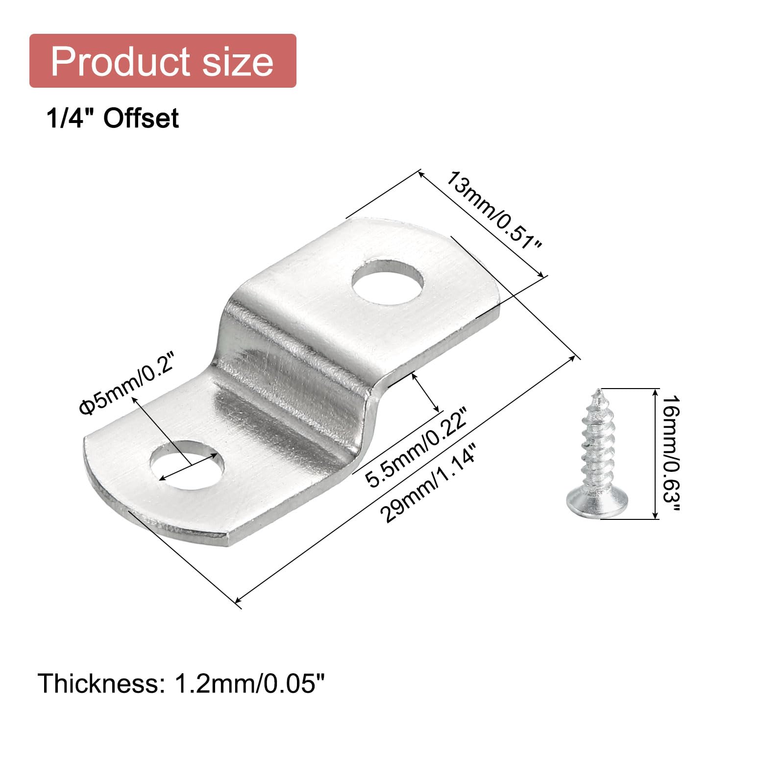 sourcing map 10 clip per tela offset da 3/8, clip per cornici a specchio a forma di Z, clip di montaggio con 2 fori di montaggio con viti, argento
