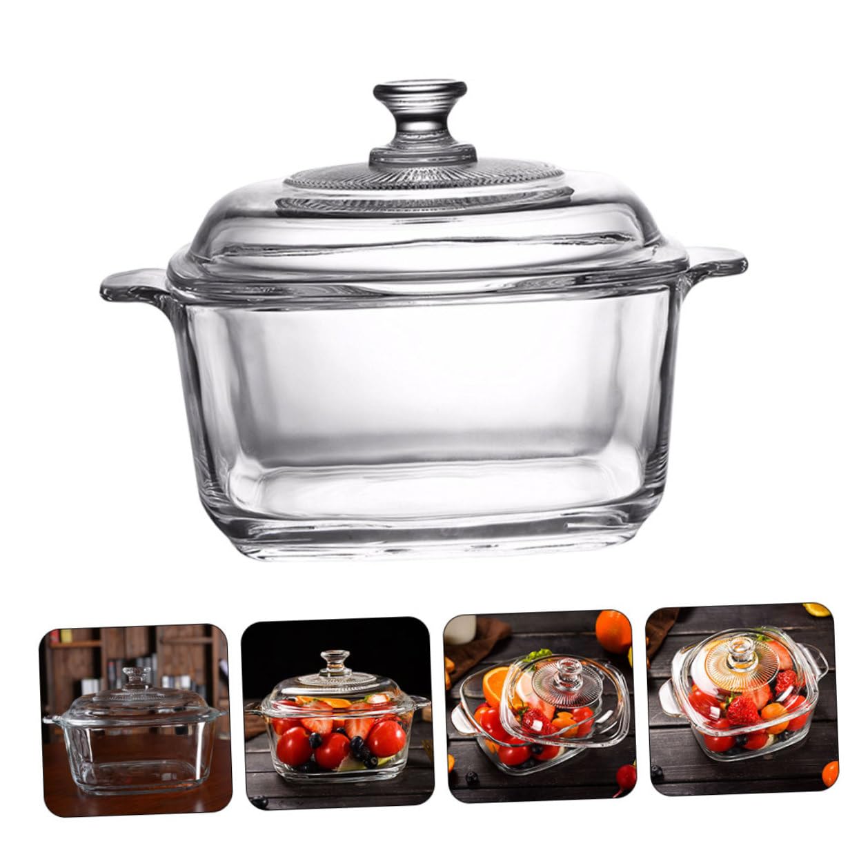 Toyvian Dickwandige Transparente Glas schüssel mit Deckel Ofen Mikrowellengeeignet Fassungsvermögen für Suppen Obstlagerung und Vielseitigen Kücheneinsatz