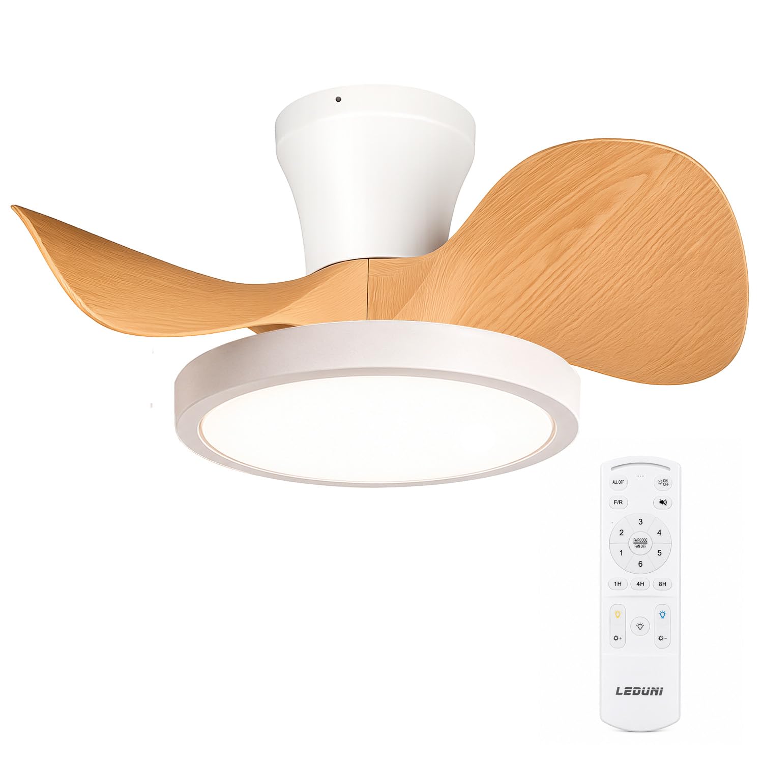 Silent Ceiling Fan with LED Light 55W, Large Air Volume