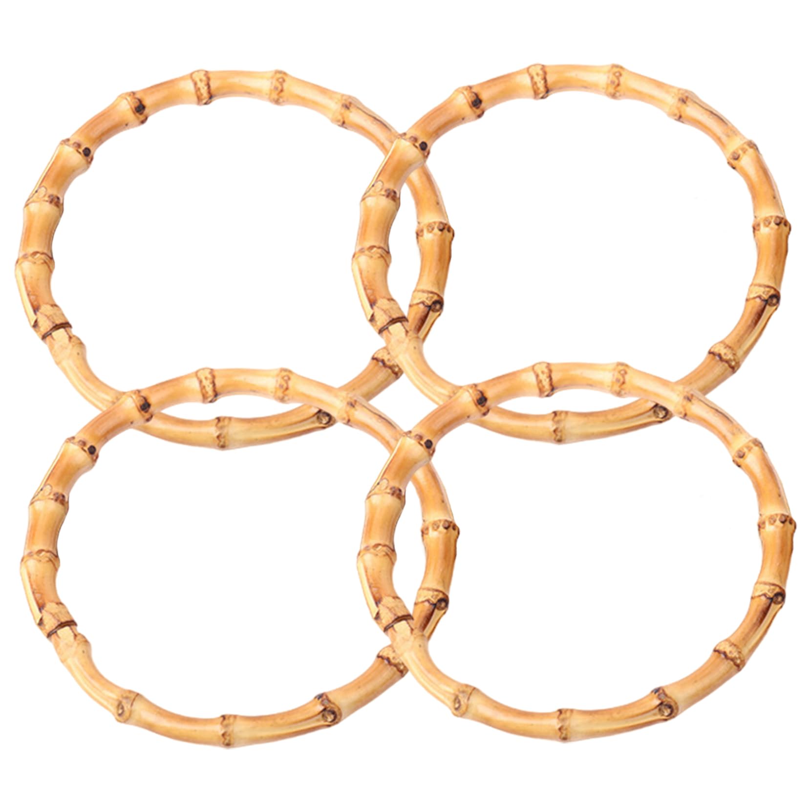 DAGLLGEW 4Pcs Purse Handles for Crochet Bags, Round Bamboo Purse Handles, Fashion Bag Handle Replacements for Bag Beach Handbags Straw Crafting Bamboo Handle
