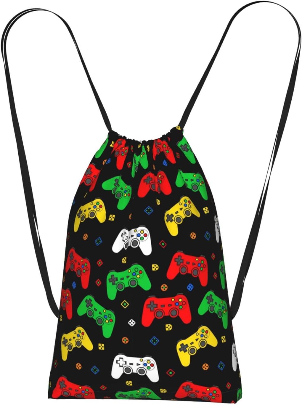 Foldable Storage Bag Drawstring Backpack Funny Gamers Colorful Video Game Weapon Joystick, Large Capacity Lightweight Heavy Duty, for Travel Gym Hiking Beach