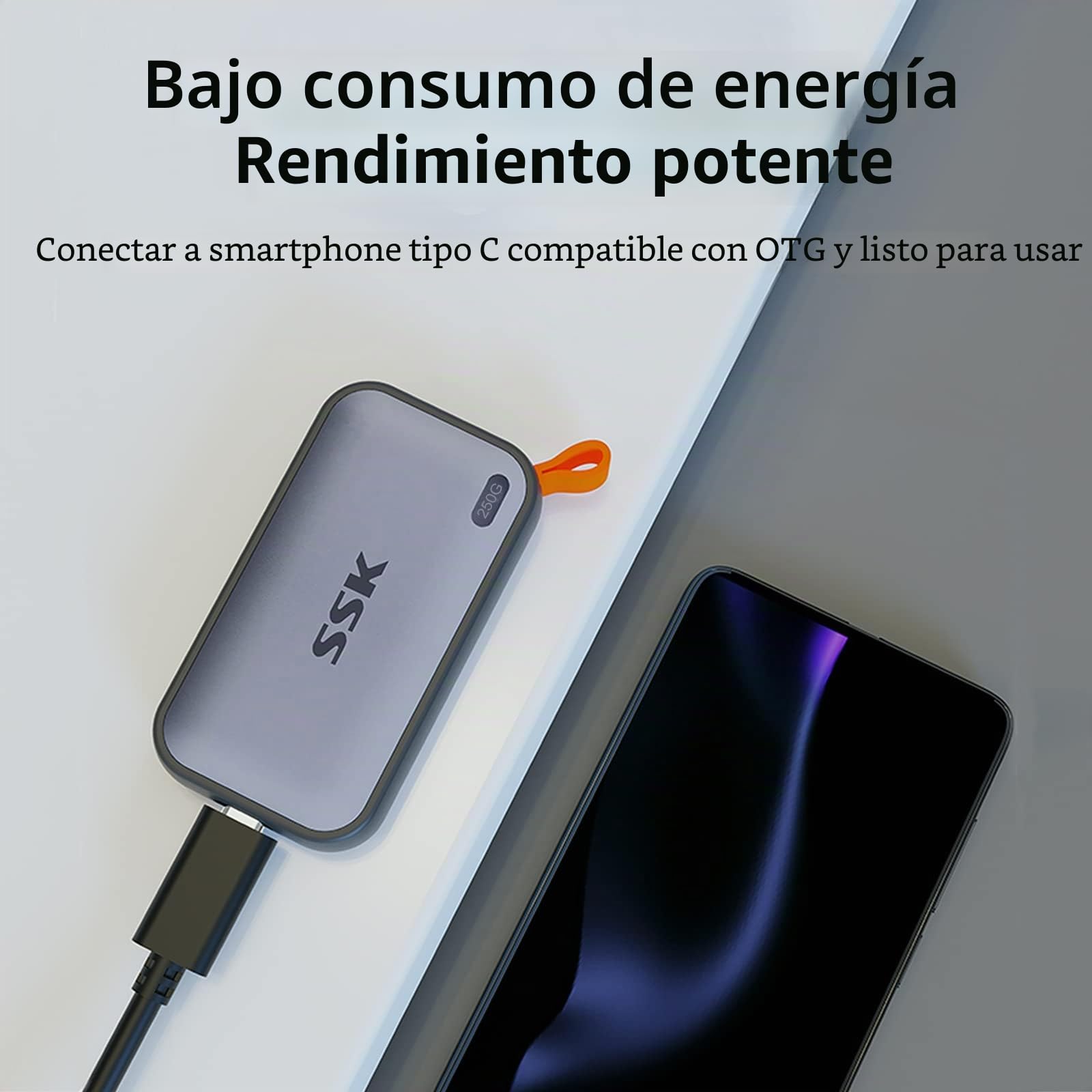 SSK SSD Externo 250GB Portatil Disco Extreme SSD，Velocidad de transmisión Extrema de hasta 1050 MB/s Disco Duro USB 3.2 Gen 2 para teléfonos Inteligentes Tipo c, PS5, Xbox,Macbook y más