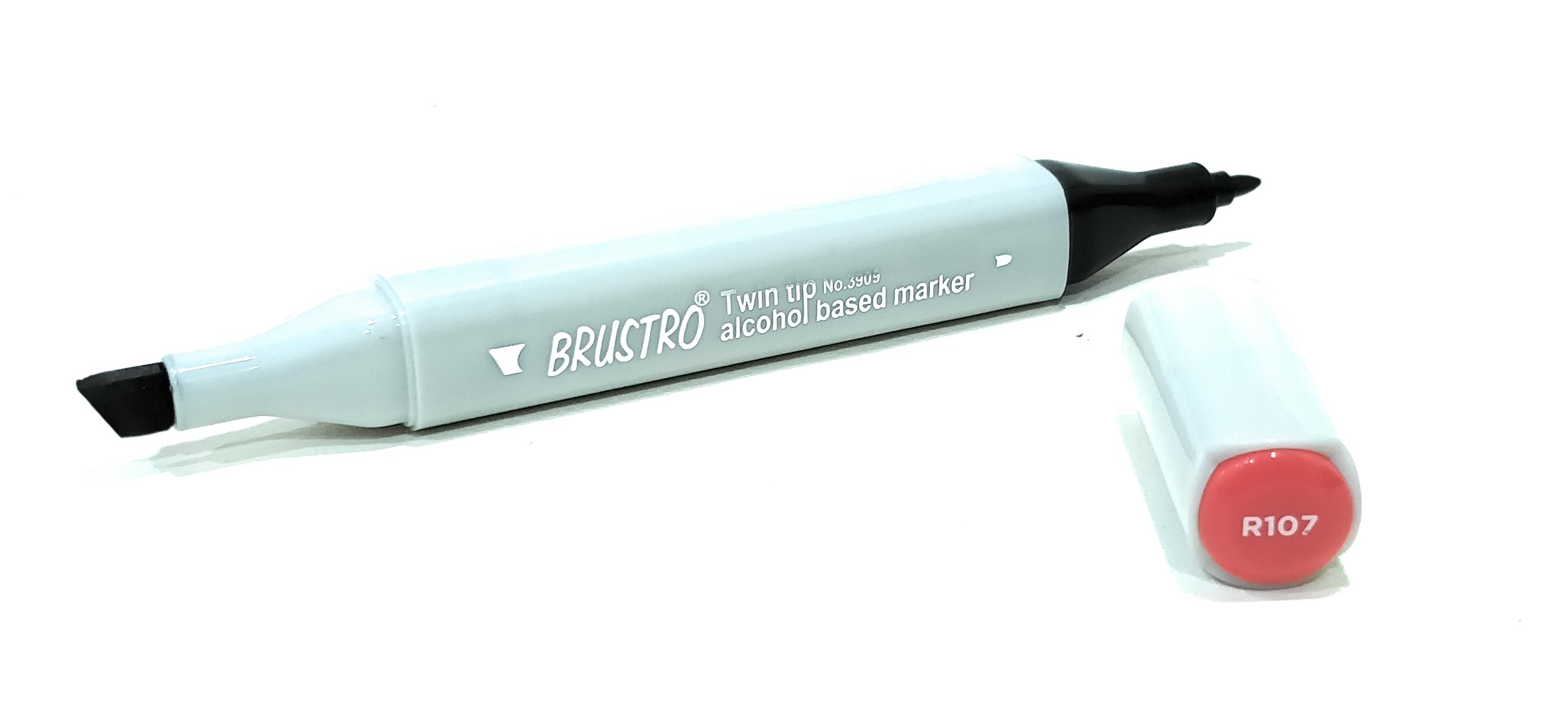 BRUSTRO Twin Tip Alcohol Based Marker | Vermillion | Tip Size - Broad 1-7mm line,Fine 0.7mm|Smudge-Proof,Waterproof, Ideal for Texturing, Sketching,Graffiti,Comic Artist,Architecture,Fine Art Students