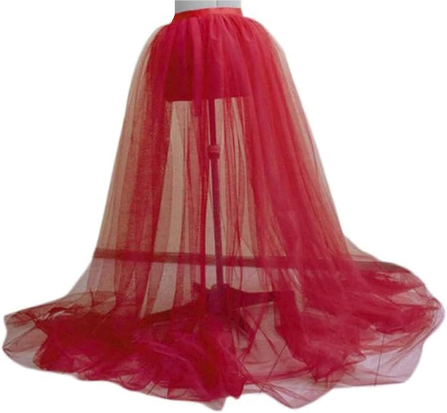 Women's Tulle Tutu Lace Skirt Steampunk Tie On Belt Long Maxi Overskirt Costume Rave Festival Outfits Red