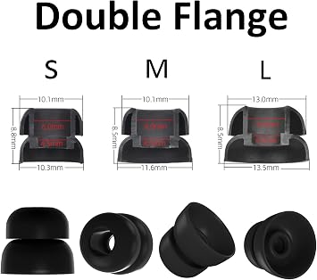 A-Focus Compatible with Soundcore Space A40 Case Ear Tips Kit, Silicone Cover 3 Pairs Double Flange EarTips with Carabiner Accessories Set Compatible with Soundcore Space A40 Black