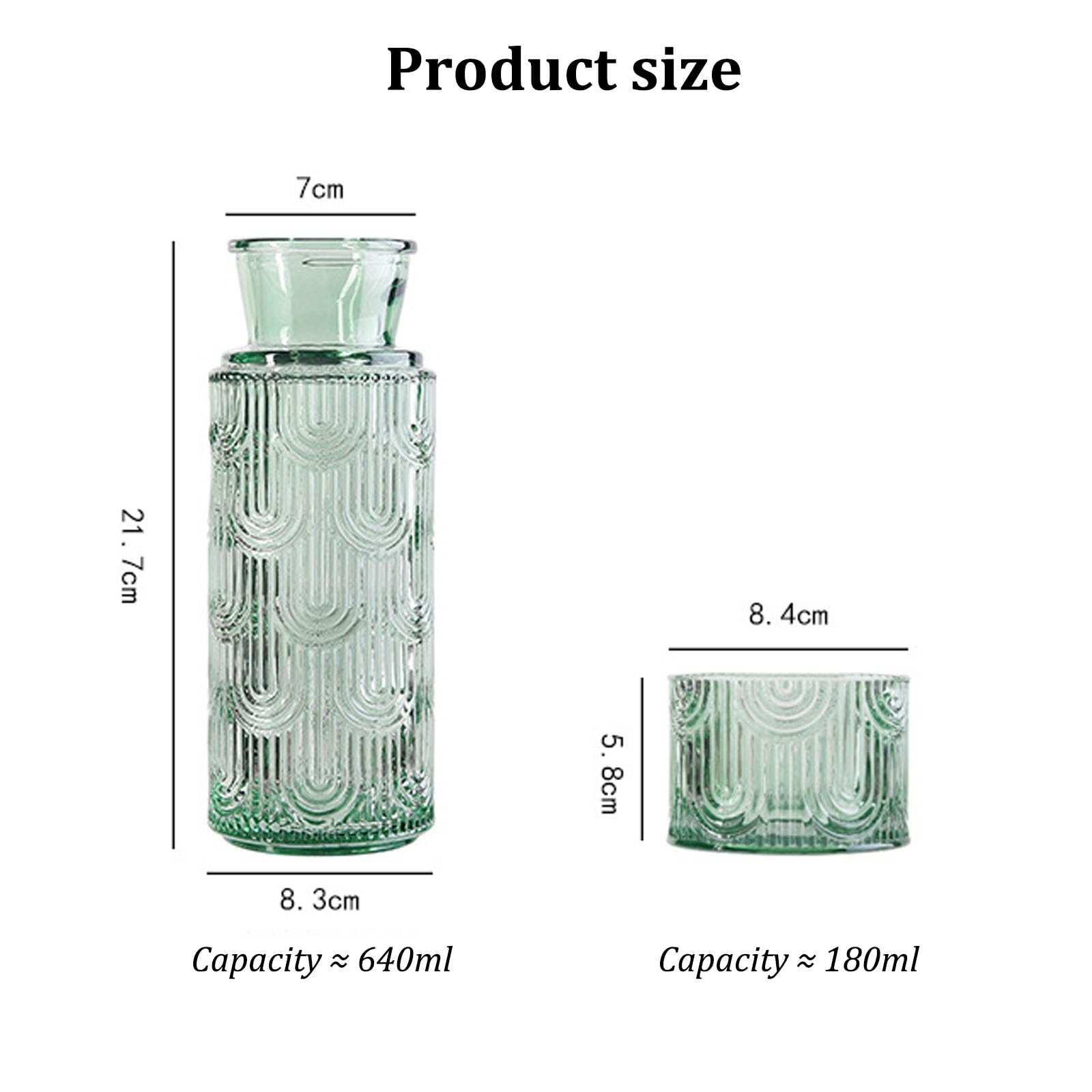 Juego de jarra de agua y vaso, jarra de vidrio grueso y vaso para dormitorio, baño, elegante decantador de enjuague bucal para hidratación y servir