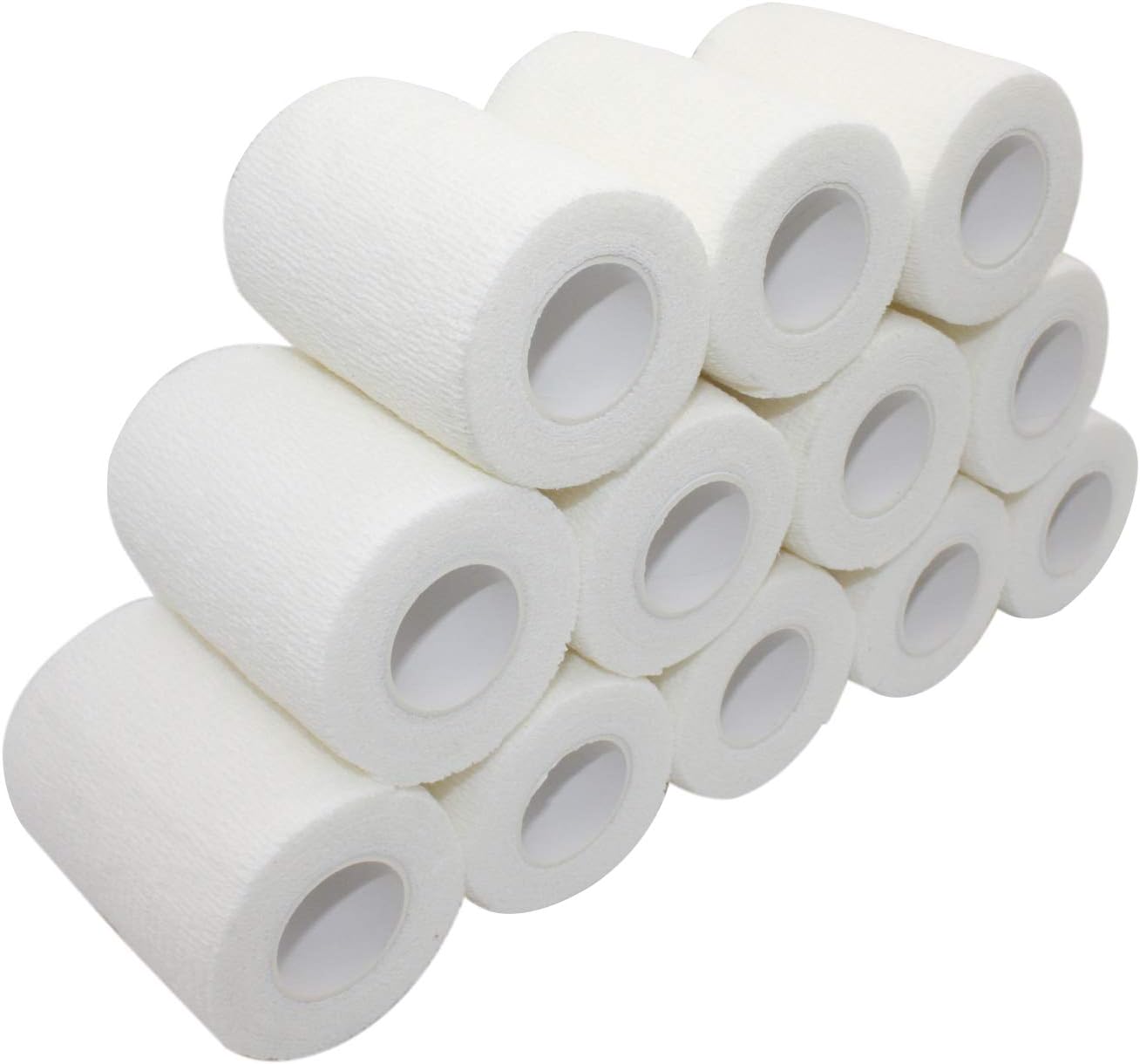 Vet Wrap 3 inch x 12 Pack White Tape For Skin Bandage Tape Vet Tape Cohesive Bandage Fabric Bandages Self Sticking Bandage Wrap Self Adhering Bandage Wrap Bandage Stretch Self Adhesive Tape