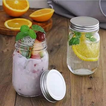 2 Pcs Glass Mason Jars with Lids Mason Jar 1L for Canning Pickle Cucumber Tomatoes Food Storage Jars Preserving Pasta Cookies Nuts Candies Beans