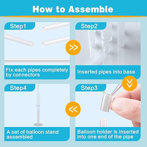 Miniatura 4 de JOYYPOP Juego de 4 soportes para globos palos de globos con base para mesa cumpleaños baby shower decoración de fiesta de graduación