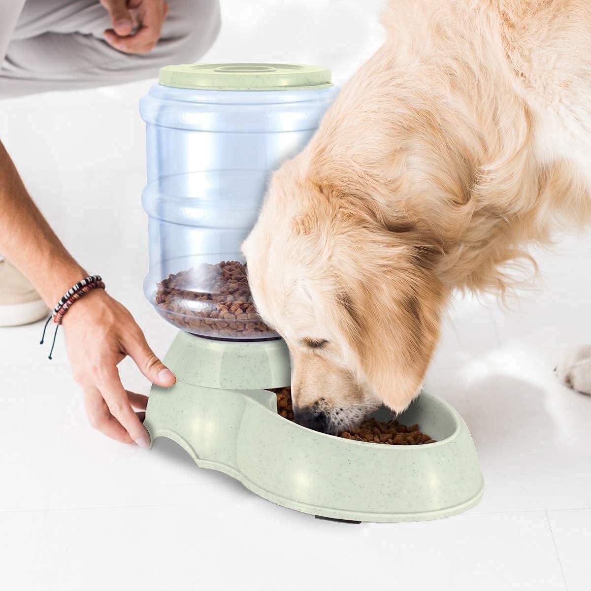 DARKFISH Plastic Pet Food Dispenser 3.8L Large Capacity Self-Dispensing Gravity Pet Feeder Cat Dog Feeding Bowl Automatic Feeding Pet Supplies Cat Food Dispenser, 3