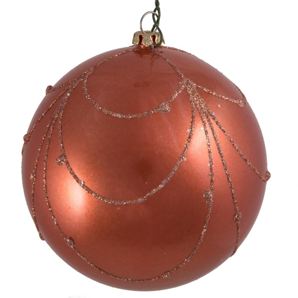 Vickerman 616833-4" Coral Candy Glitter Curtain Christmas Christmas Tree Ornament (4 Pack) (MT194571D)