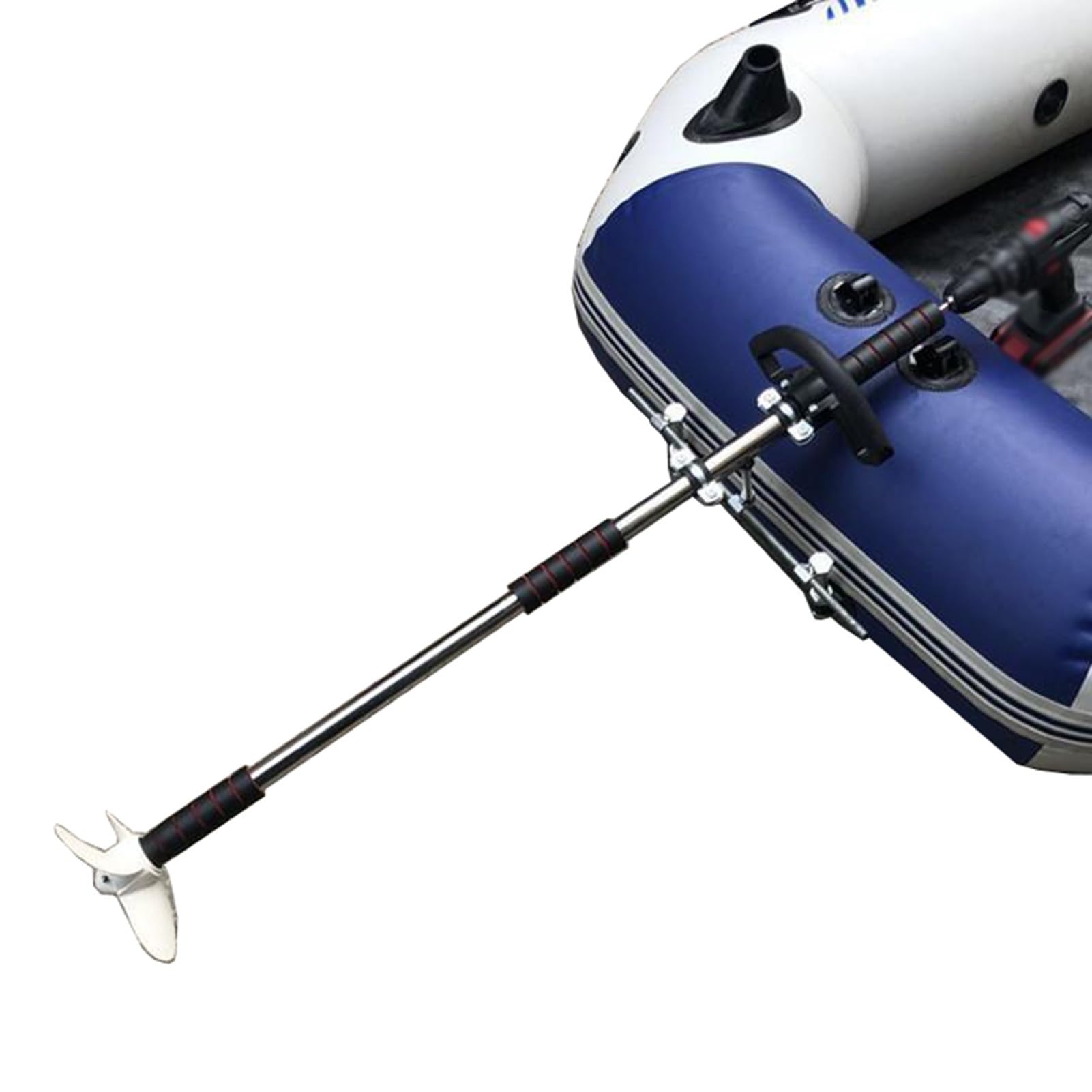 Generico Motore fuoribordo Portatile Alimentato da Trapano per Kayak e Canoa - Elica per Motore Elettrico da traina Manuale, propulsore di Emergenza a pagaia per gommoni e Tubi galleggianti, Facile d