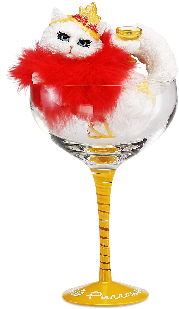Pavilion Gift Company Hiccup by H2Z 9-1/4-Inch White Purrrussian Cocktail Glass with Tall White Persian