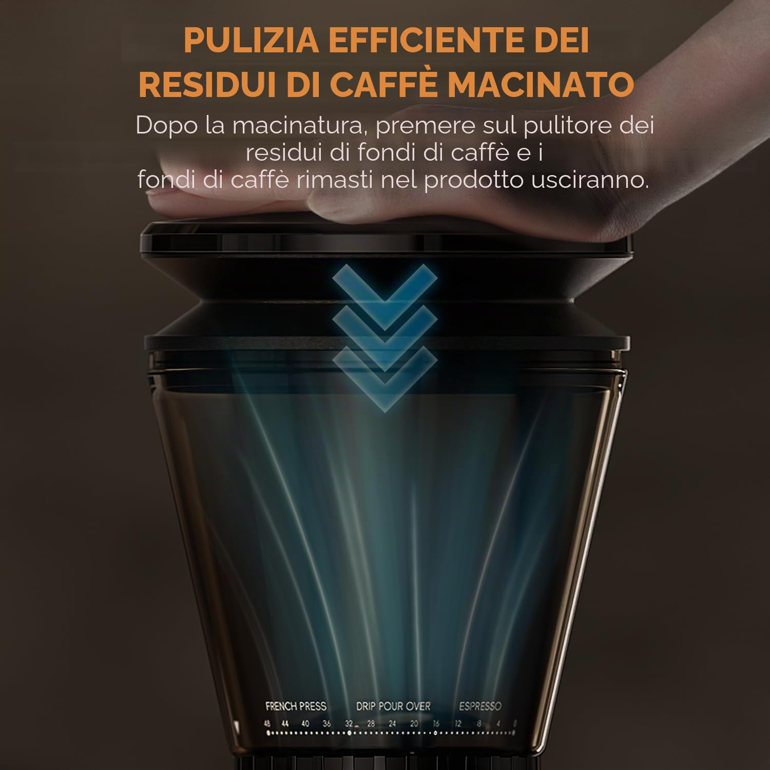 Biolomix Macinacaffè elettrico con manico rimovibile, 48 impostazioni, regolabile da 2 a 12 tazze, in acciaio inox, per drip/pour/filtri/estrazione a freddo (CG210