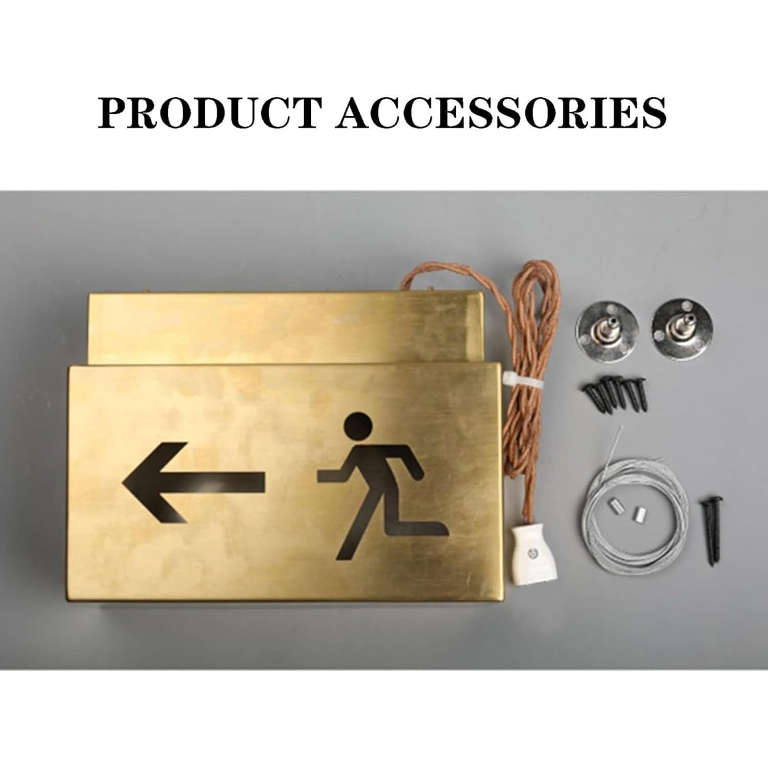 Señal de salida LED de metal con flecha de dirección, luces de salida de emergencia, estilo industrial, caja de luz de acero inoxidable para oficina, almacén, seguridad escolar