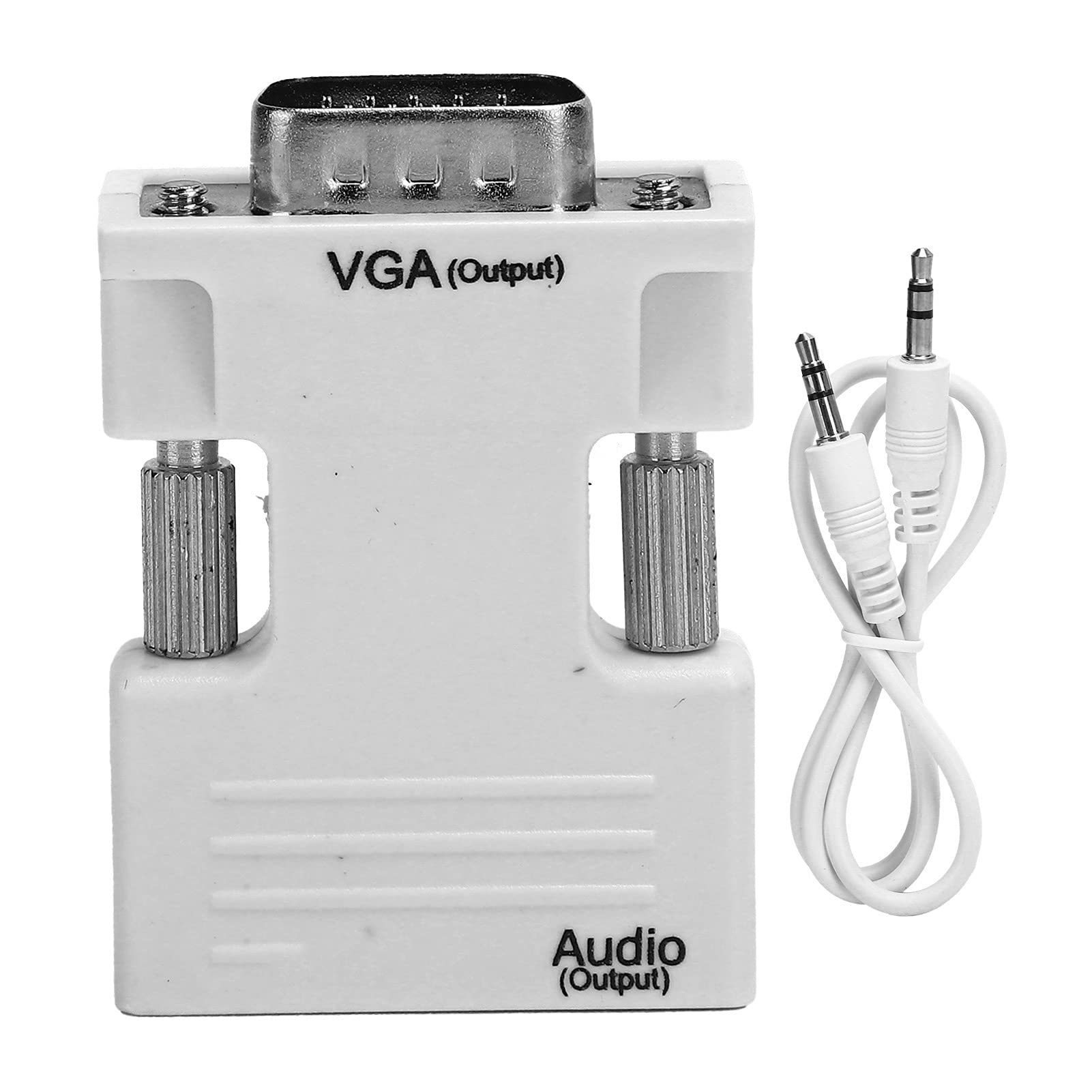 Vikye HDMI to VGA Adapter, High Definition Multimedia Interface to VGA Female to Male Converter HD Audio Cable Adapter (White)